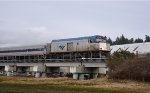 AMTK NPCU 90250 leading a short re-certification train S/B over the Mud Bay Crossing